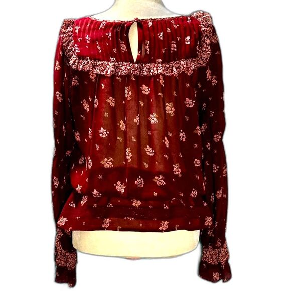 Joie Adrielle Silk Floral Ruffled Blouse Sz S - Picture 2 of 7